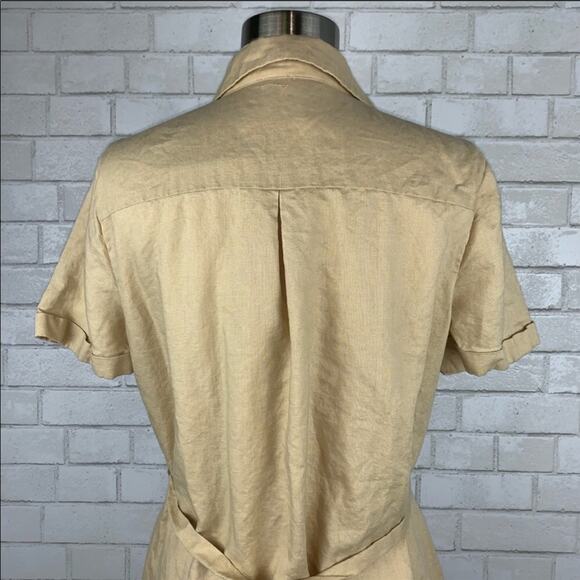 L'ACADEMIE REVOLVE Khaki Tan Cream Safari Lace-Up Short Sleeve Tie Dress Small - Picture 8 of 8